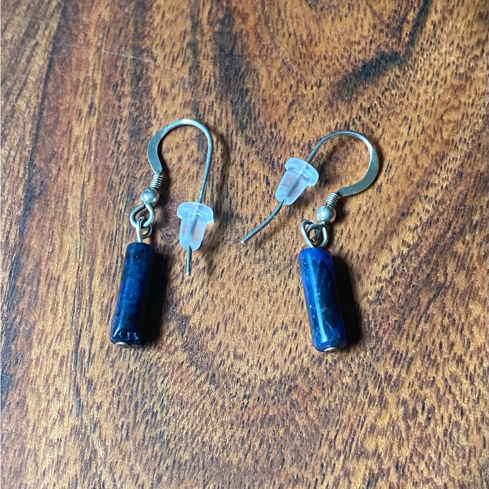 Women’s earrings on sterling silver and lapis lazuli